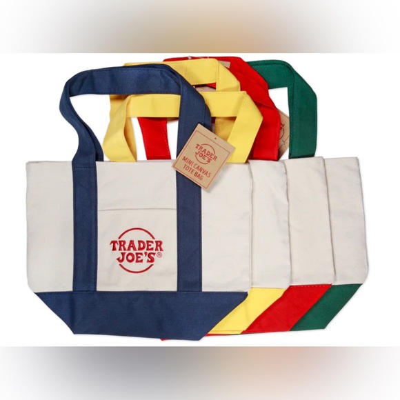 RED - NWT Trader Joe’s Mini Canvas Tote Bag - Picture 2 of 2